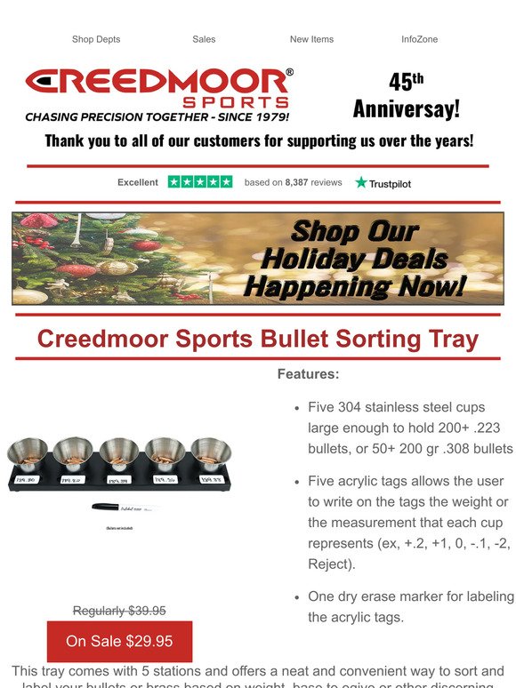 Save $10.00 On Our Bullet Sorting Tray!