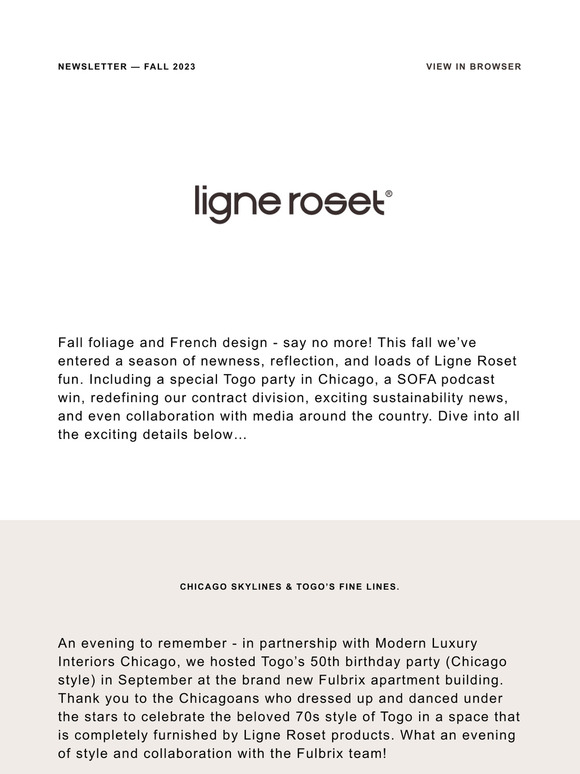 Ligne Roset Fall Newsletter