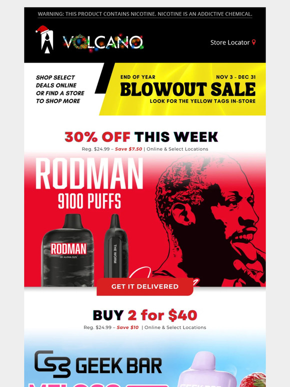 30% OFF Rodman 🔥 9100 Puffs
