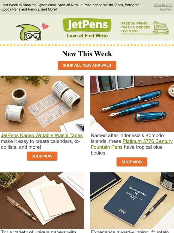 JetPens: Last Week to Shop the Cyber Week Special! New JetPens Kanso ...