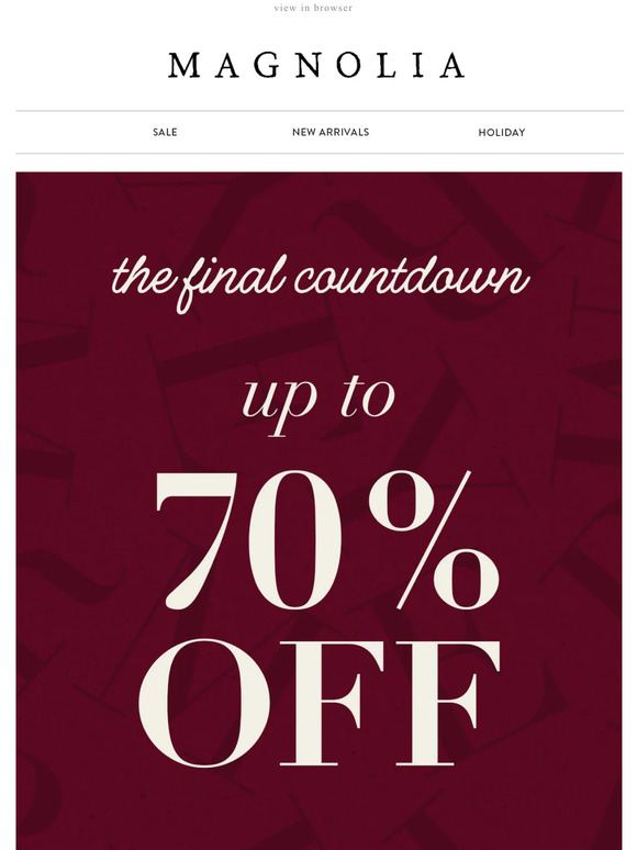 Magnolia Email Newsletters Shop Sales, Discounts, and Coupon Codes
