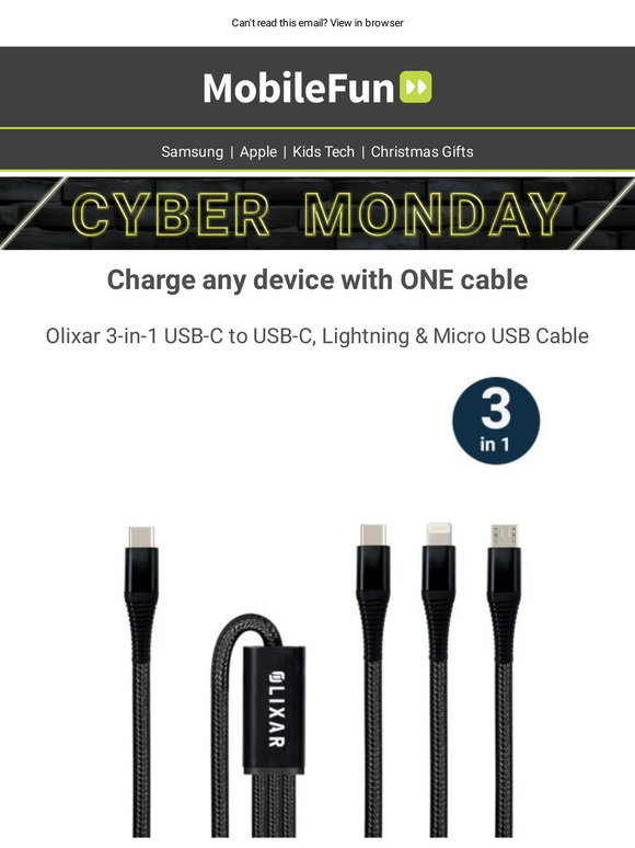 Olixar PS5 USB-C Charging Cable with USB 3.0 - Black 2m