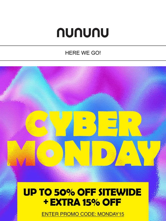 here we go! cyber monday sale