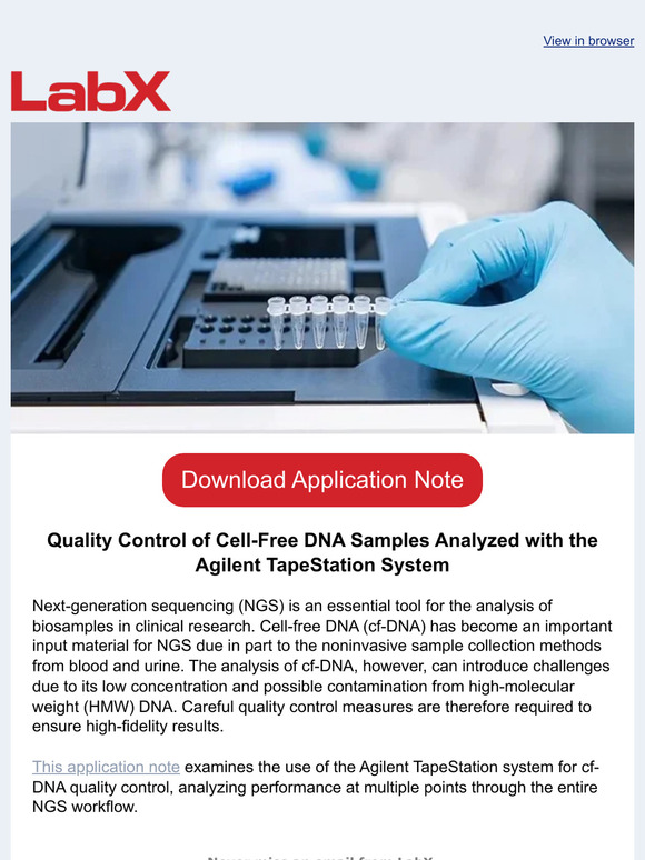 Application Note: Quality Control of Cell-Free DNA Samples Analyzed by Next-Generation Sequencing