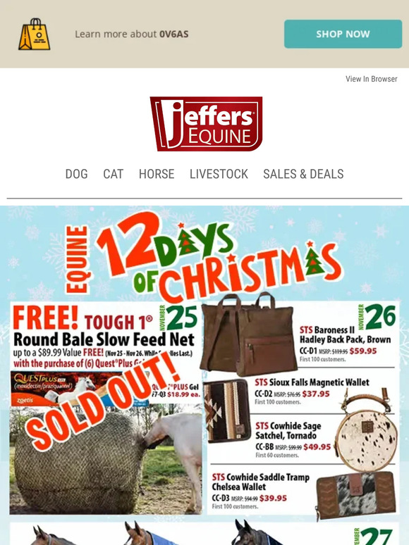 Jeffers Pet Check Out Equine 12 Days of Christmas! Milled