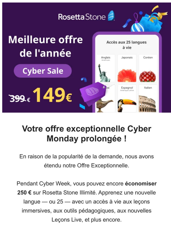 🥳 PROLONGATION : Offre exceptionnelle Cyber Monday