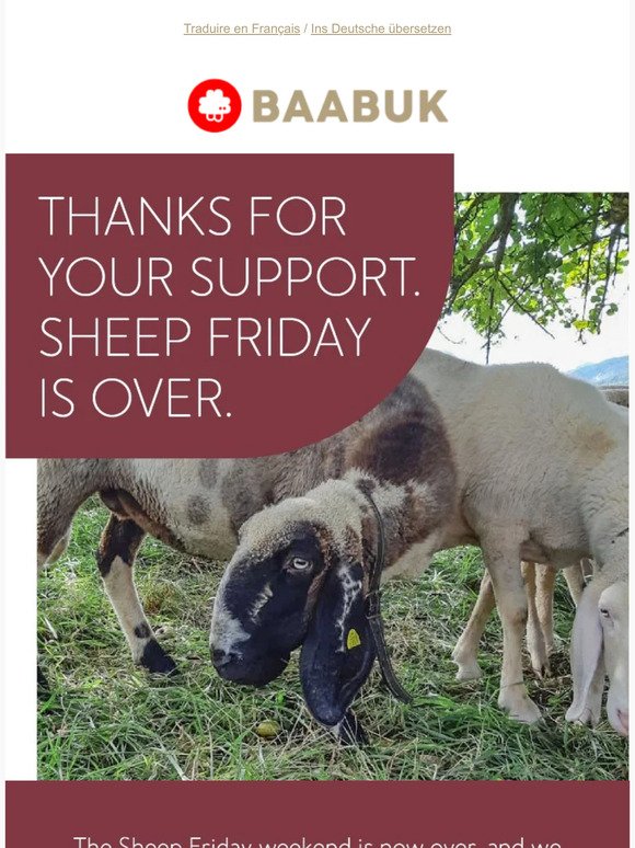 Thanks for your support. Sheep Friday is over