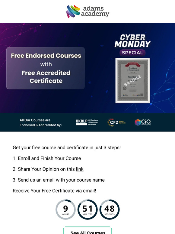 , Your Free Courses and Certificate is Waiting