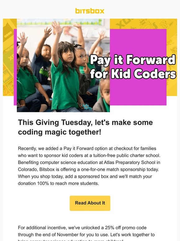 Giving Tuesday Match Offer: Buy One, Give One
