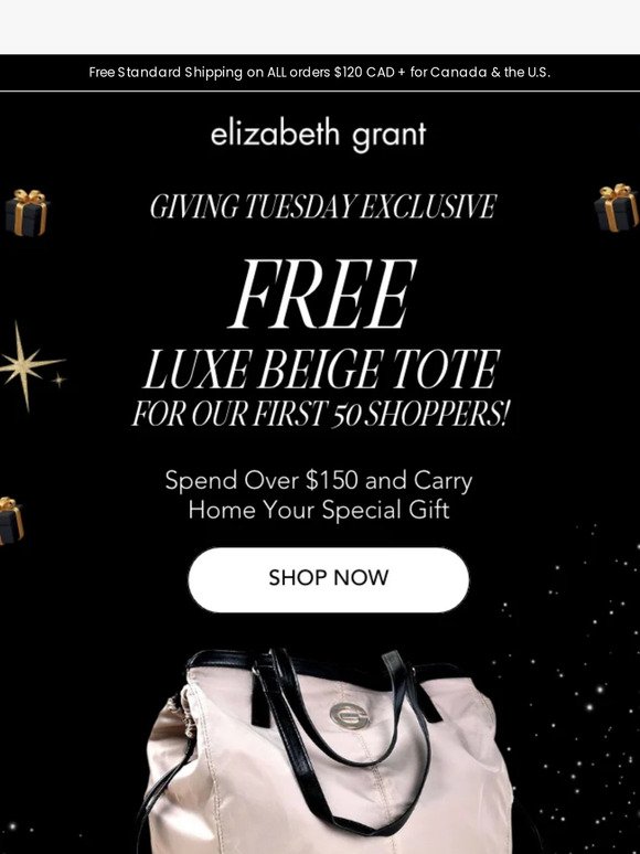 Giving Tuesday Sale: FREE Luxe Tote for the First 50 Shoppers