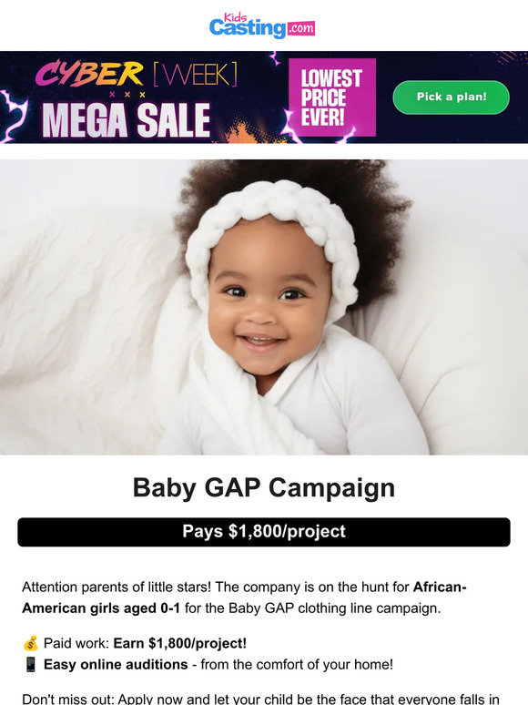 Samani is invited Baby GAP Casting Call Milled