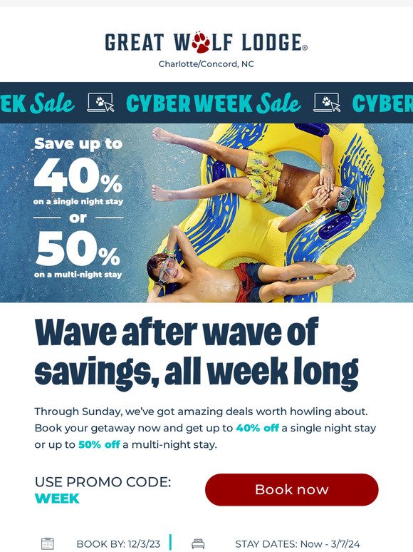 Cyber Week Extravaganza: Up to 50% Off Stays