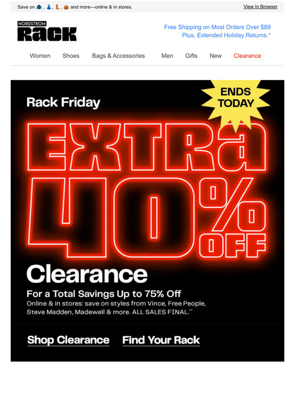 LAST CHANCE to get EXTRA 40% OFF clearance.