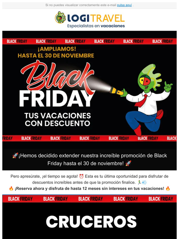 ¡Última OPORTUNIDAD! Tus vacaciones con las ofertas de Black Friday