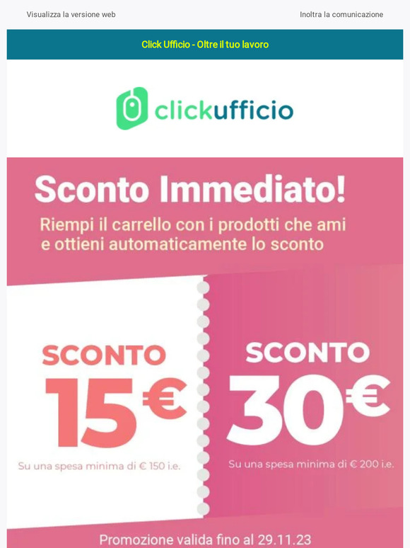 DA NON PERDERE! Fino a € 30 di sconto immediato sul tuo carrello