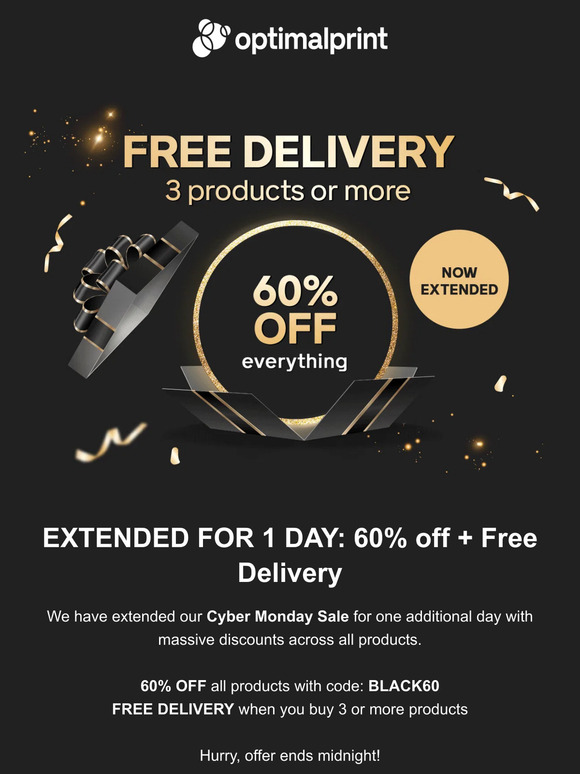EXTENDED ⚫ 60% off Everything + FREE DELIVERY for 3 products or more