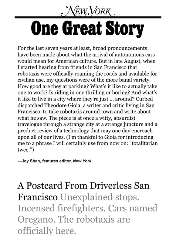 ‘A Postcard From Driverless San Francisco,’ by Theodore Gioia