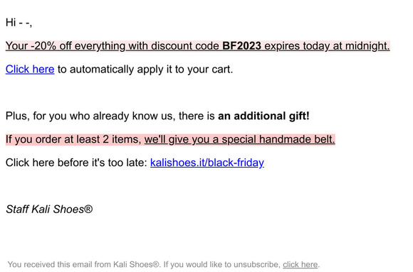— —, your -20% expires today.
