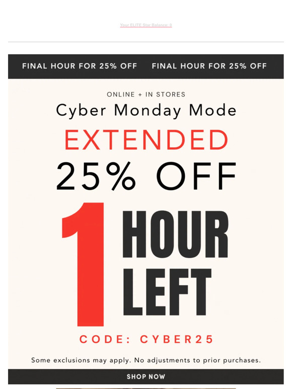 Actually 1 HOUR LEFT with 25% off