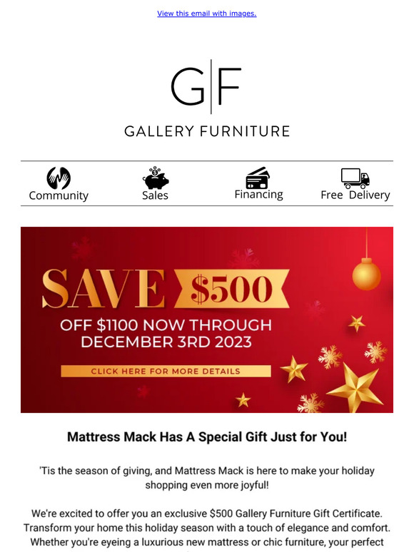Gallery Furniture Exclusive Holiday Savings Await! 🎄 Milled