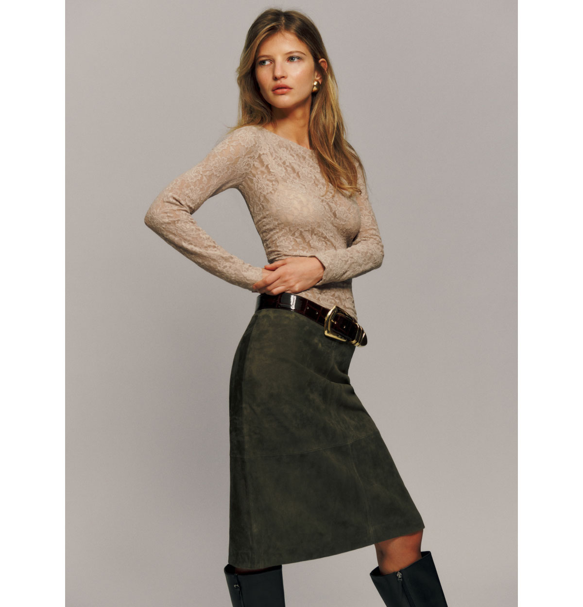 Veda Barrow Leather Low Rise Skirt