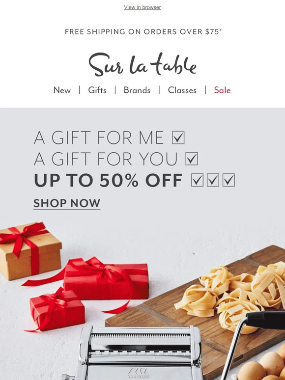 A gift for me ✔️ A gift for you ✔️ Up to 50% off ✔️