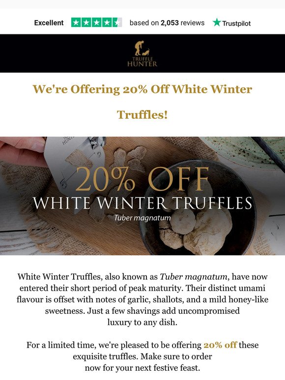 20% Off Fresh White Winter Truffles 💎