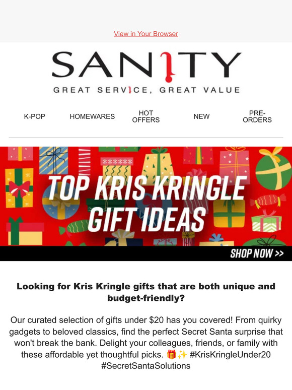 sanity 🎅🎁 Find Your Perfect Kris Kringle Gifts Under 20 Secret Santa Made Easy! Milled