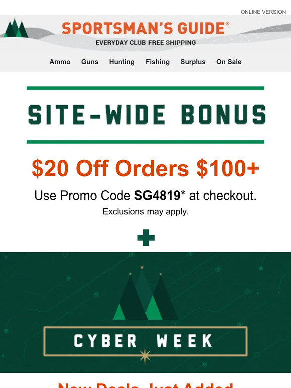 Sportsman's Guide 20 Off Orders 100+ Milled