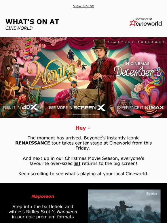 Cineworld: Beyoncé + Buddy (the Elf) arrive at Cineworld 💃🎄 | Milled
