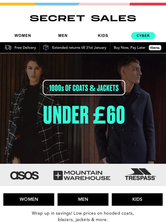 Our LOWEST prices! 1000s of styles UNDER £60 on coats & jackets - Hooded, puffer...