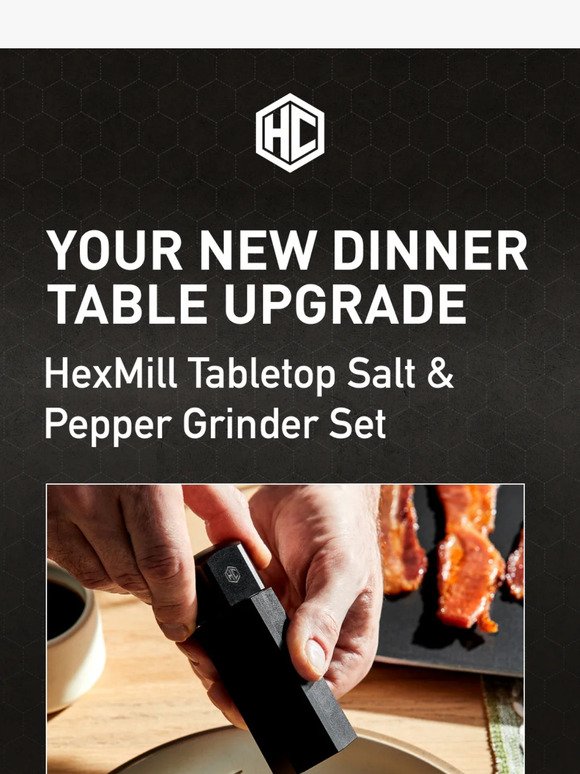 HexMill Tabletop Salt & Pepper Grinder Set