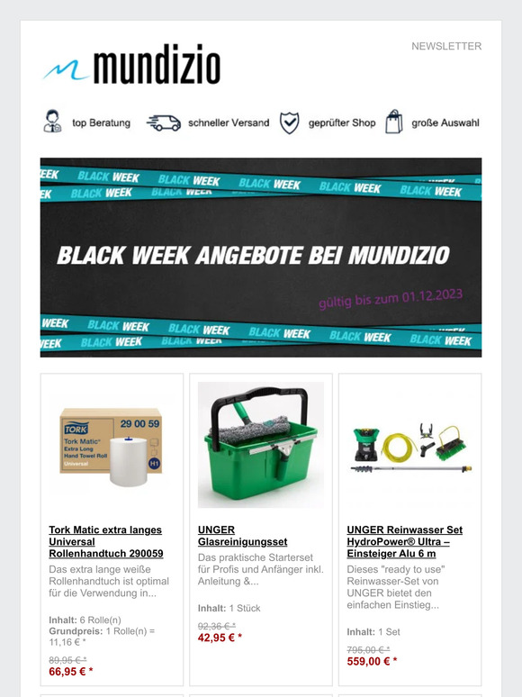 Aktion endet bald! Black Week Angebote bei mundizio (Kopie #1)