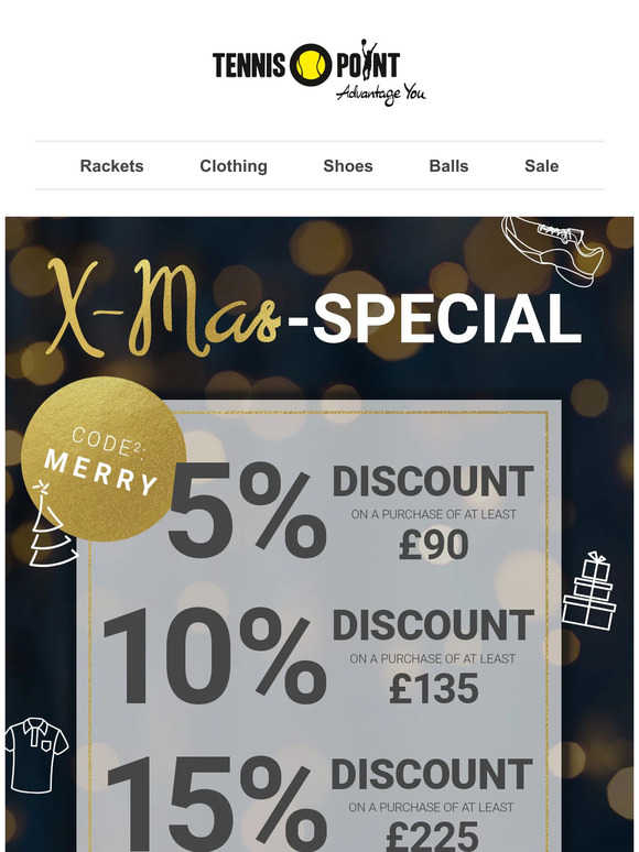 tennispoint.co.uk Up to 15 extra discount on everything in our