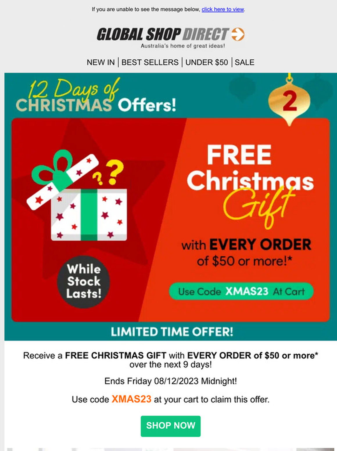 FREE Christmas Gift With Every $50+ Order!