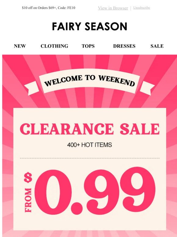 ⏰Clearance sale starts now: Start At $0.99!