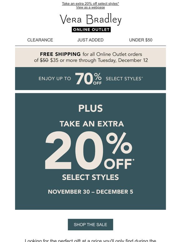 STARTING TODAY: Save 20% on something special!