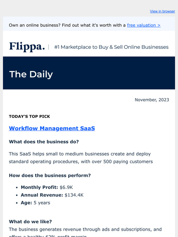 Workflow Management SaaS | $136K TTM Revenue