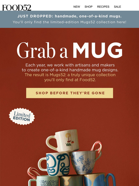 JUST DROPPED: handmade, one-of-a-kind mugs.