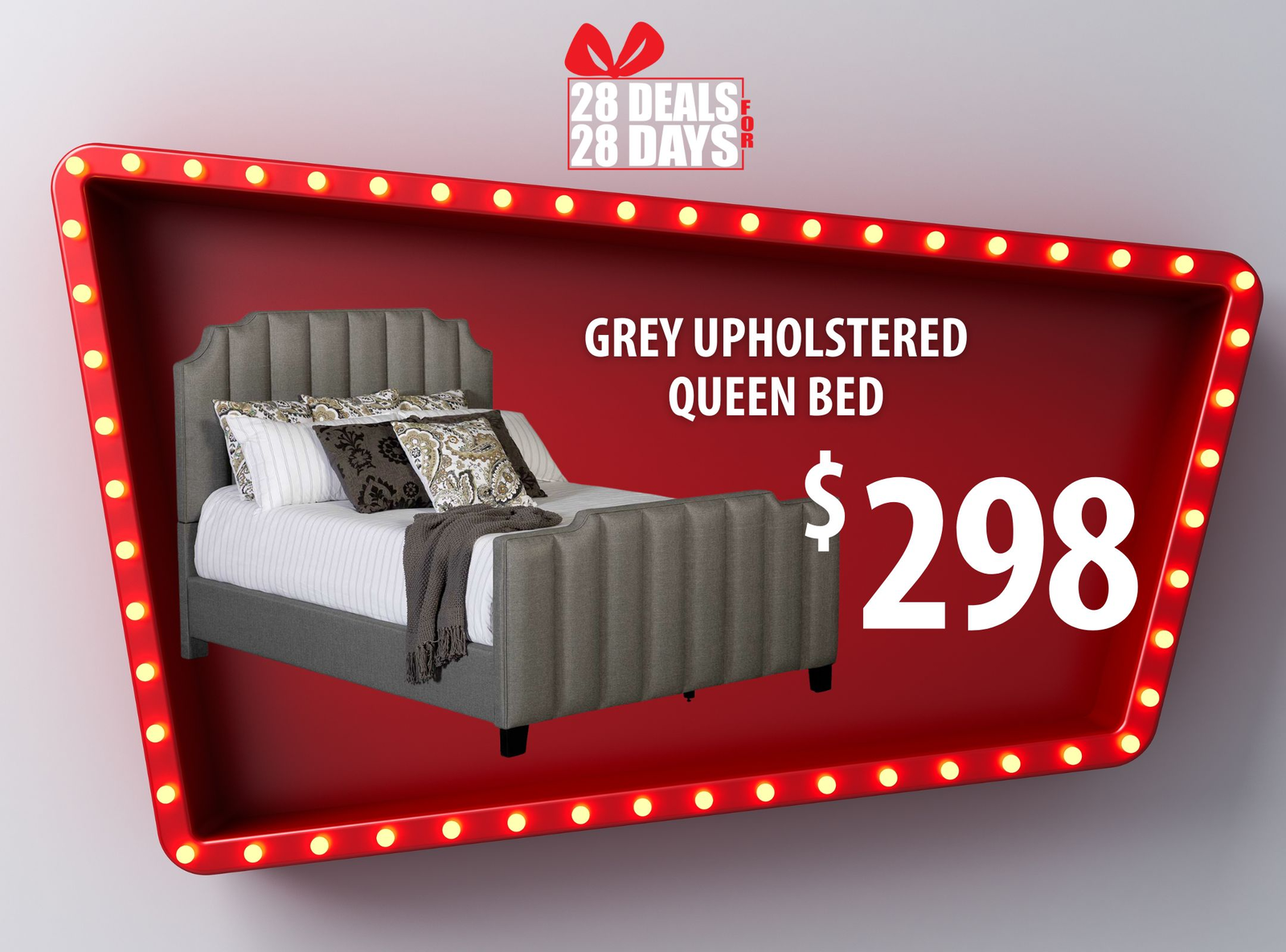 Gray upholstered bed $298