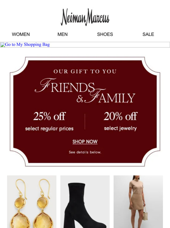 25% off + 20% off jewelry during Friends & Family