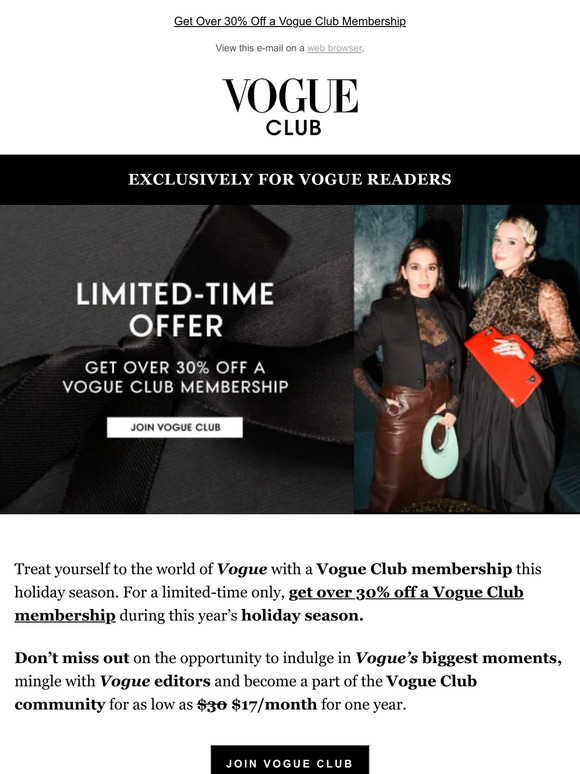 Limited-Time Offer: Get Over 30% Off a Vogue Club Membership