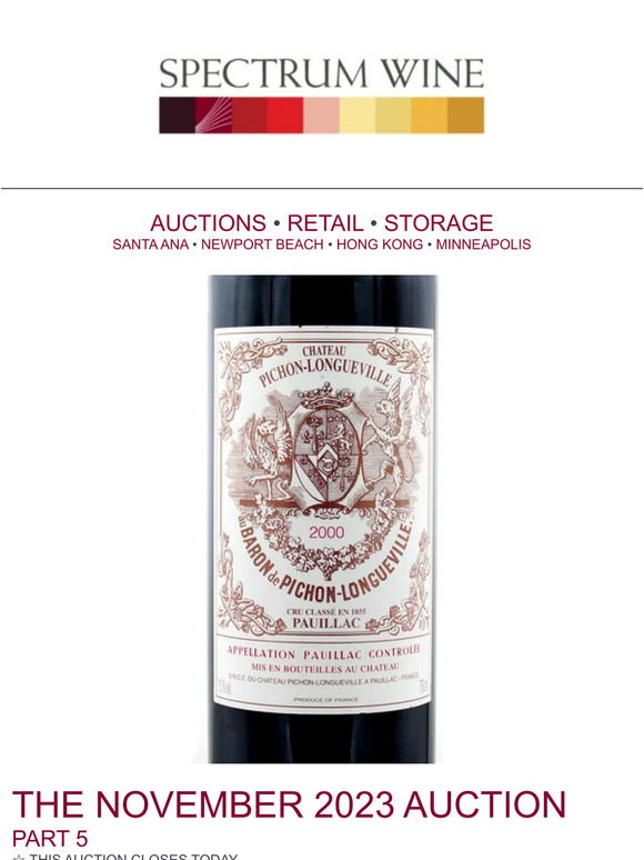 Spectrum Wine Retail This Auction Closes Today At 6pm Lots