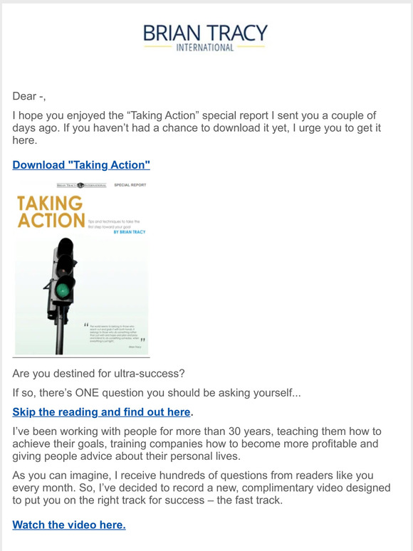 Complimentary gift for success seekers inside