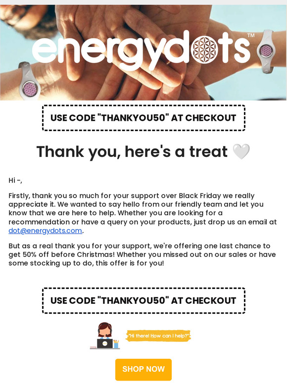 A BIG THANK YOU FROM US 🤍 50% OFF!