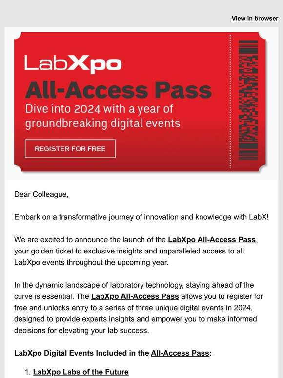 Elevate Your Lab Success with LabXpo All Access Pass!