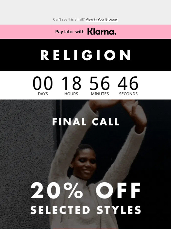 20% off selected styles! / LAST 24H! 🚨