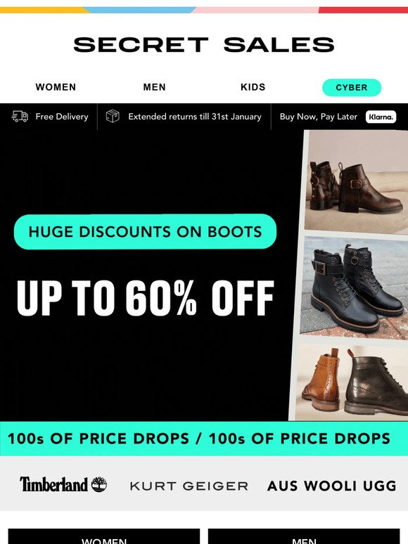 Bestselling boots restocked! Up to 60% off knee high styles, chelsea boots...