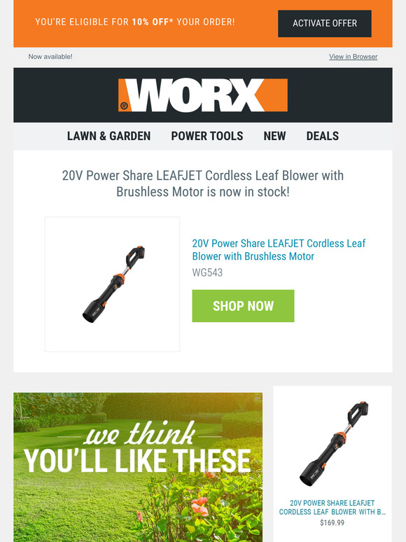 🔥 The 20V Power Share LEAFJET Cordless Leaf Blower with Brushless Motor is selling fast! Save 10% when you check out 🔥
