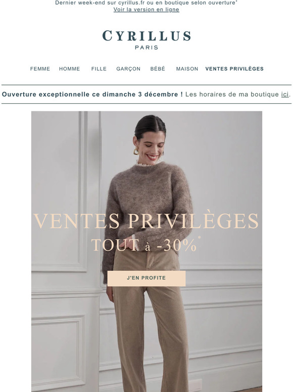 Ventes Privilèges : TOUT à -30%, craquez pour votre tenue...